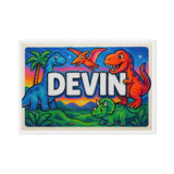 Devin Name Art - Dinosaur Adventure personalized wall print for kids