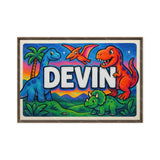Devin Name Art - Dinosaur Adventure personalized wall print for kids