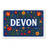 Devon Name Art - Floral Farmhouse personalized wall print for kids