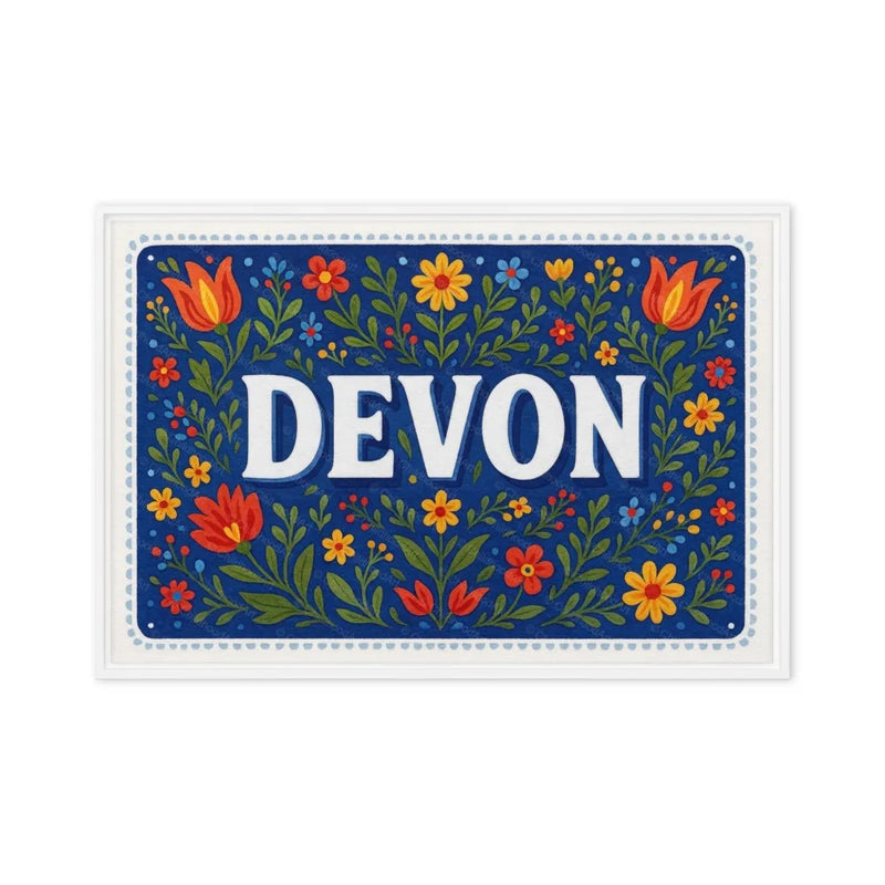 Devon Name Art - Floral Farmhouse personalized wall print for kids