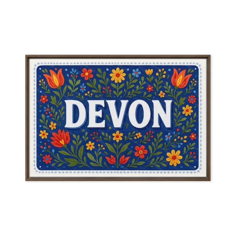 Devon Name Art - Floral Farmhouse personalized wall print for kids