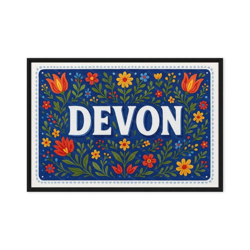 Devon Name Art - Floral Farmhouse personalized wall print for kids
