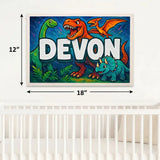 Devon Name Art - Dinosaur Adventure personalized wall print for kids
