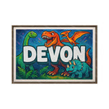 Devon Name Art - Dinosaur Adventure personalized wall print for kids