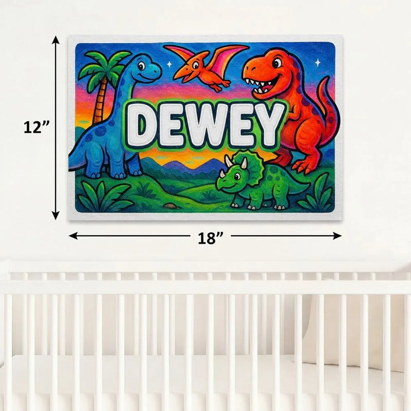 Dewey Name Art - Dinosaur Adventure personalized wall print for kids