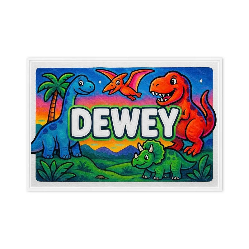 Dewey Name Art - Dinosaur Adventure personalized wall print for kids