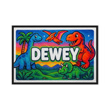 Dewey Name Art - Dinosaur Adventure personalized wall print for kids