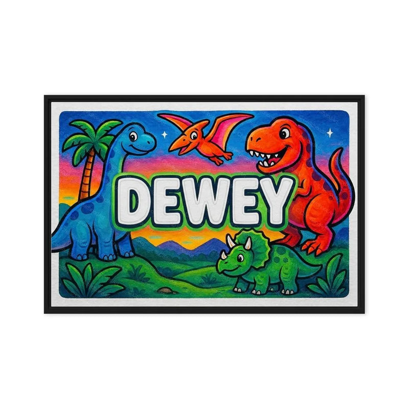 Dewey Name Art - Dinosaur Adventure personalized wall print for kids