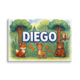Diego Name Art - Forest Friends personalized wall print for kids
