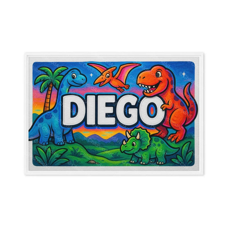 Diego Name Art - Dinosaur Adventure personalized wall print for kids