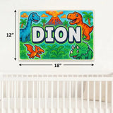 Dion Name Art - Dinosaur Adventure personalized wall print for kids