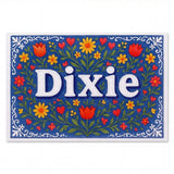 Dixie Name Art - Floral Farmhouse personalized wall print for kids