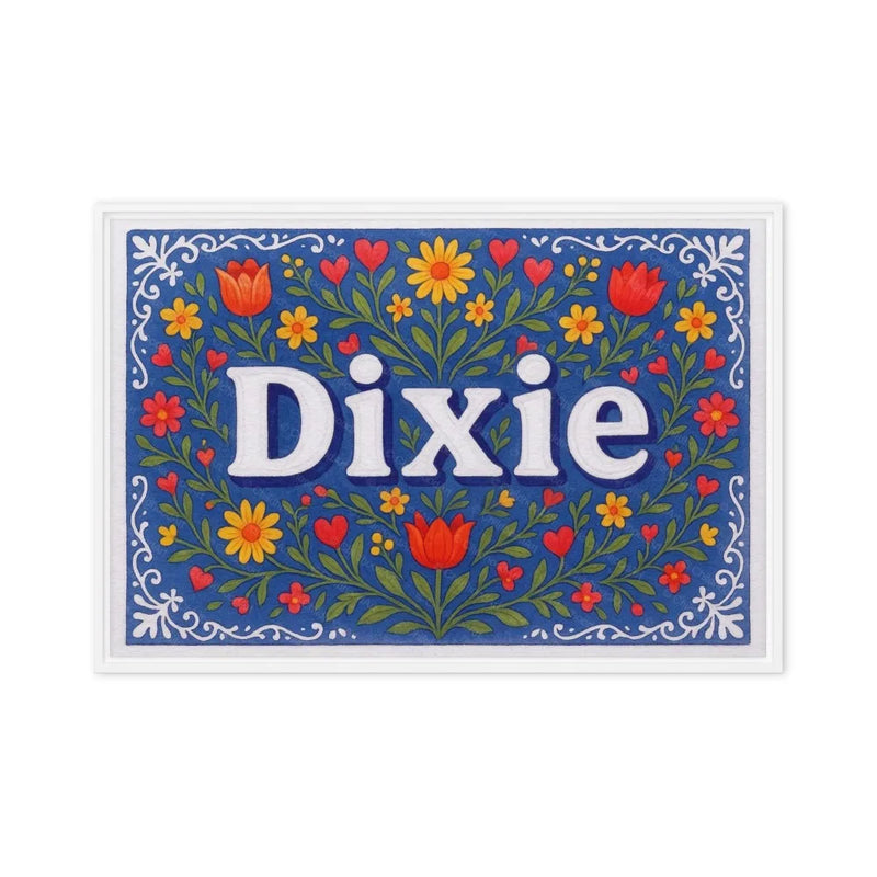 Dixie Name Art - Floral Farmhouse personalized wall print for kids