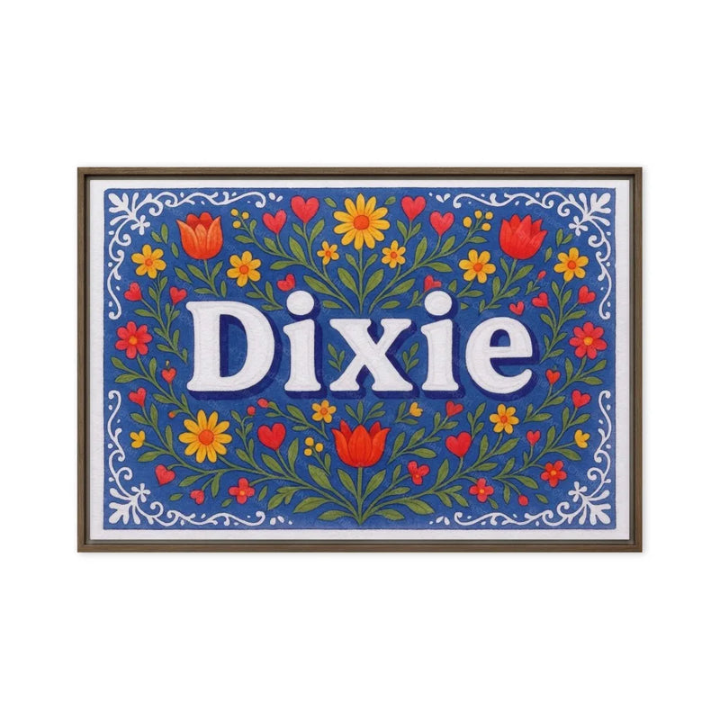 Dixie Name Art - Floral Farmhouse personalized wall print for kids