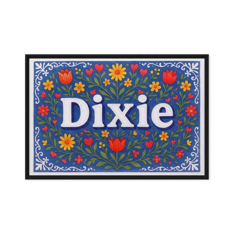 Dixie Name Art - Floral Farmhouse personalized wall print for kids
