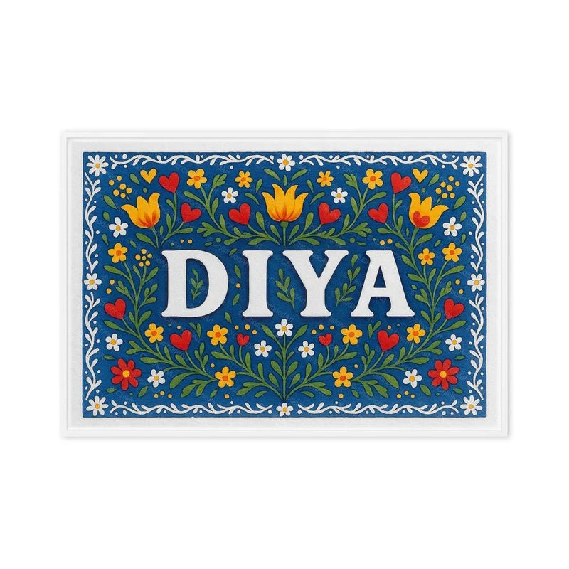 Diya Name Art - Floral Farmhouse personalized wall print for kids