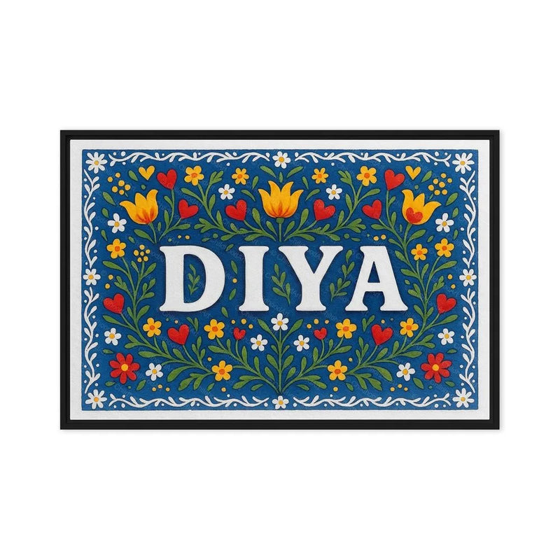Diya Name Art - Floral Farmhouse personalized wall print for kids