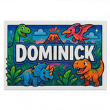 Dominick Name Art - Dinosaur Adventure personalized wall print for kids