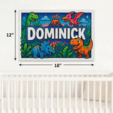 Dominick Name Art - Dinosaur Adventure personalized wall print for kids