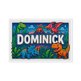 Dominick Name Art - Dinosaur Adventure personalized wall print for kids