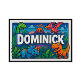Dominick Name Art - Dinosaur Adventure personalized wall print for kids