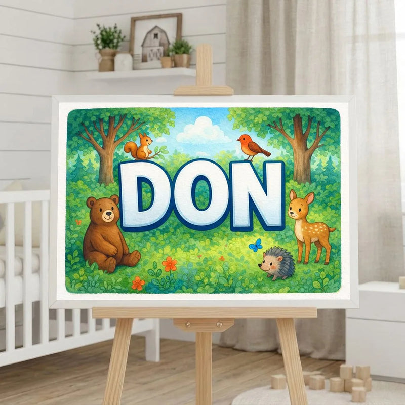 Don Name Art - Forest Friends personalized wall print for kids