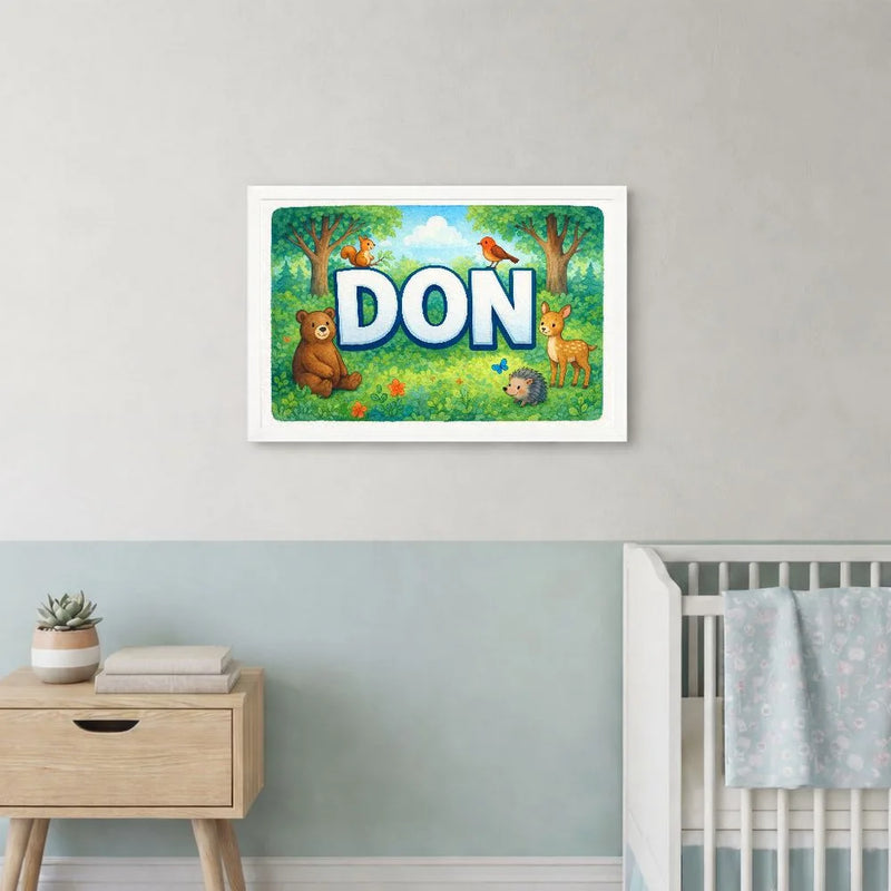 Don Name Art - Forest Friends personalized wall print for kids