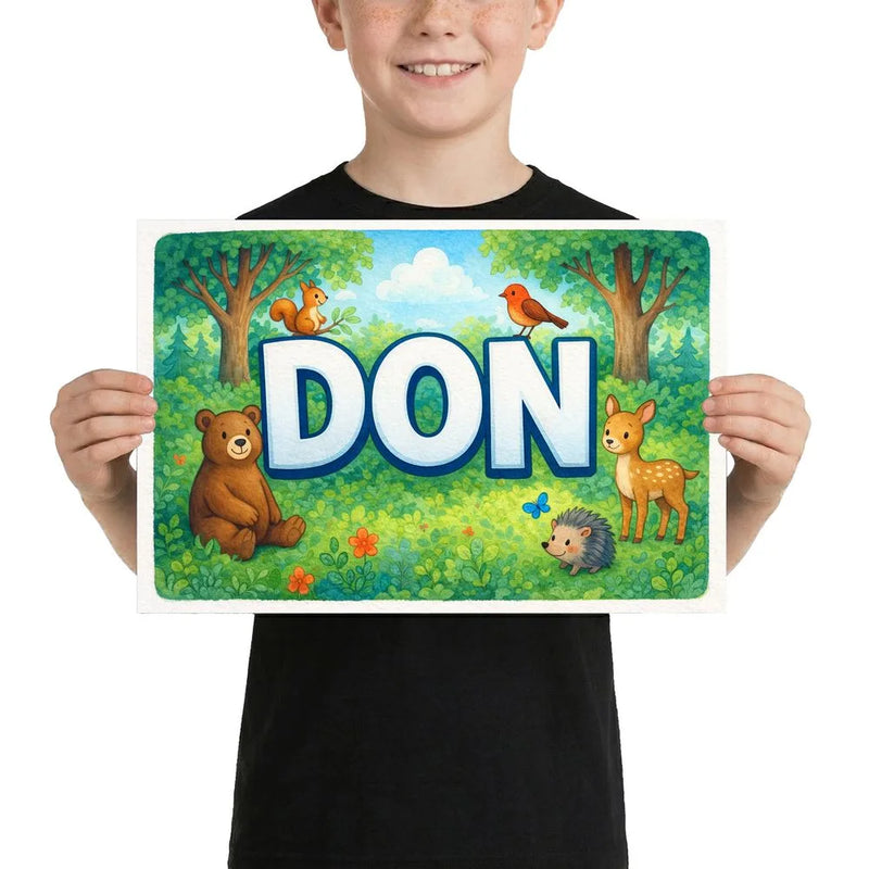 Don Name Art - Forest Friends personalized wall print for kids