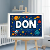 Don Name Art - Space Explorers personalized wall print for kids