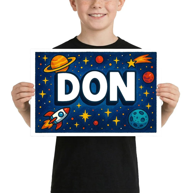 Don Name Art - Space Explorers personalized wall print for kids