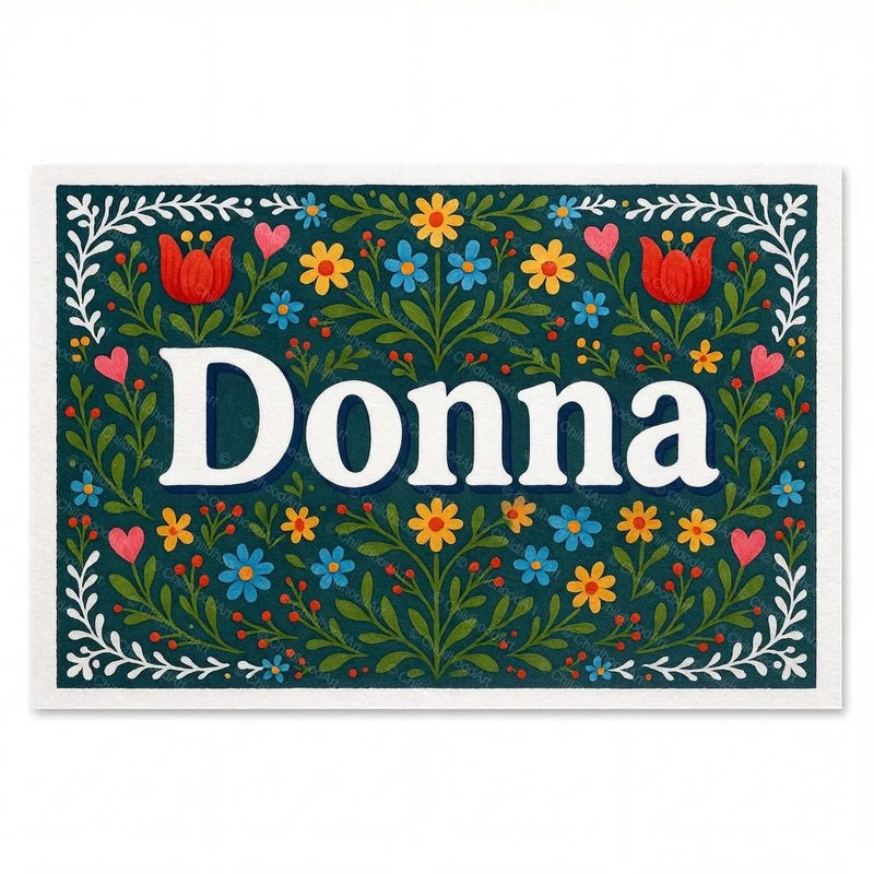 Donna Name Art - Floral Farmhouse personalized wall print for kids