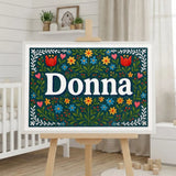 Donna Name Art - Floral Farmhouse personalized wall print for kids