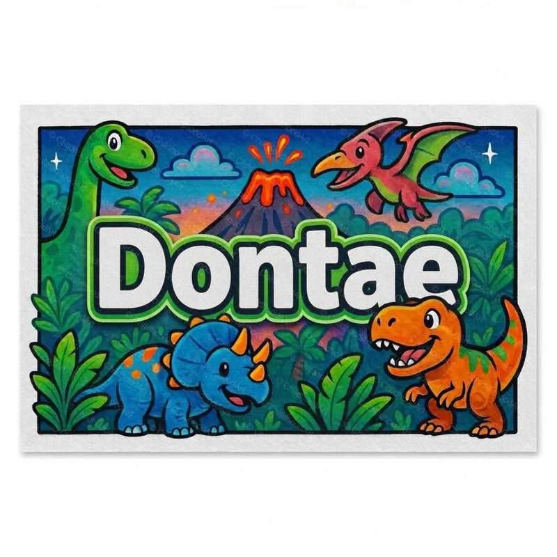 Dontae Name Art - Dinosaur Adventure personalized wall print for kids