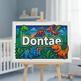Dontae Name Art - Dinosaur Adventure personalized wall print for kids