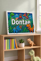 Dontae Name Art - Dinosaur Adventure personalized wall print for kids