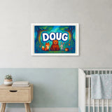 Doug Name Art - Forest Friends personalized wall print for kids