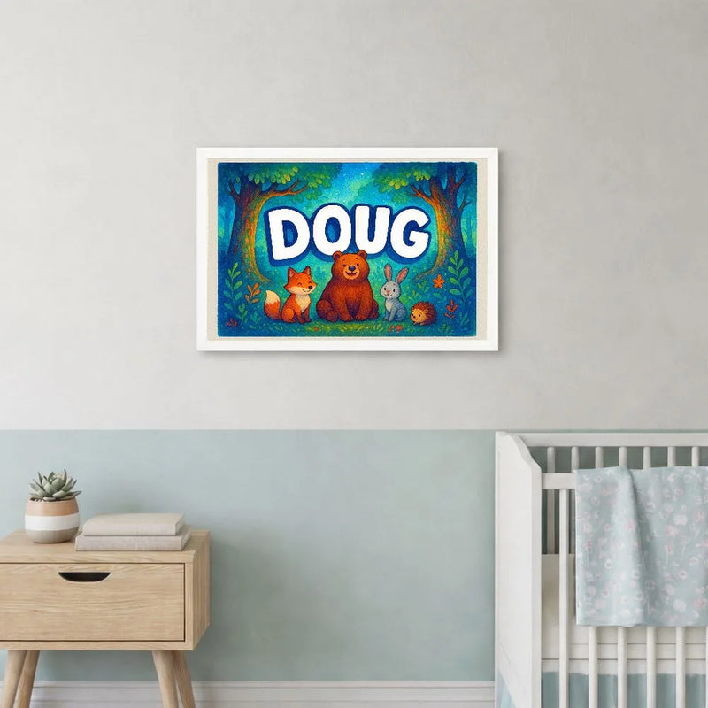 Doug Name Art - Forest Friends personalized wall print for kids