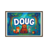 Doug Name Art - Forest Friends personalized wall print for kids