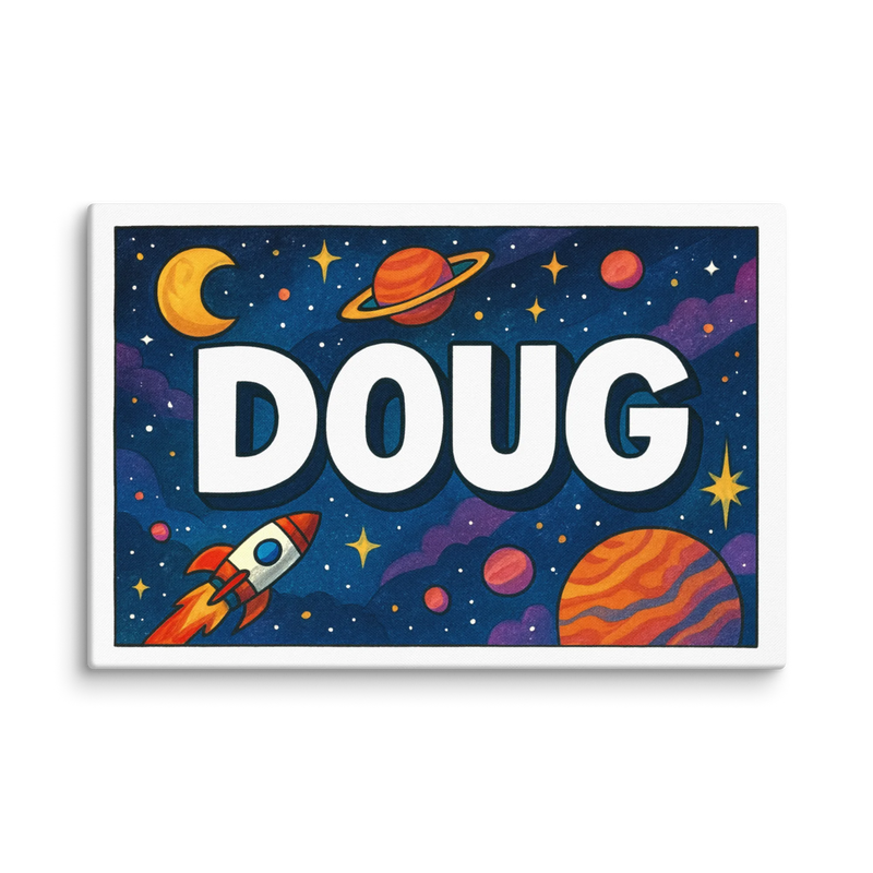 Doug Name Art - Space Explorers personalized wall print for kids