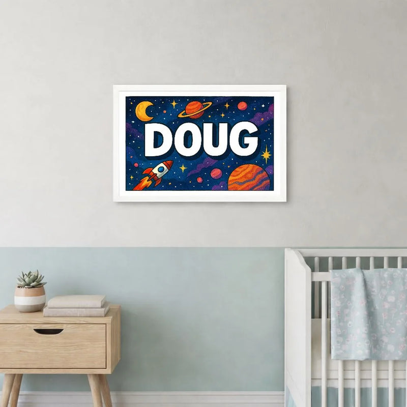 Doug Name Art - Space Explorers personalized wall print for kids