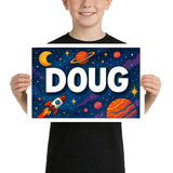 Doug Name Art - Space Explorers personalized wall print for kids