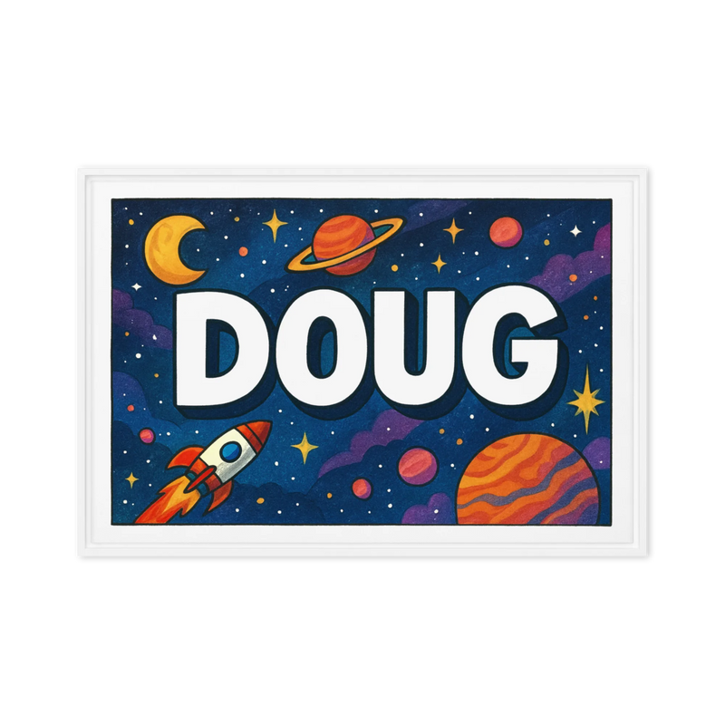 Doug Name Art - Space Explorers personalized wall print for kids