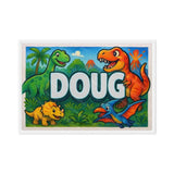 Doug Name Art - Dinosaur Adventure personalized wall print for kids