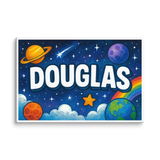 Douglas Name Art - Space Explorers personalized wall print for kids