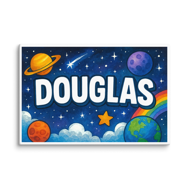 Douglas Name Art - Space Explorers personalized wall print for kids