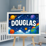 Douglas Name Art - Space Explorers personalized wall print for kids