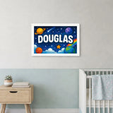 Douglas Name Art - Space Explorers personalized wall print for kids
