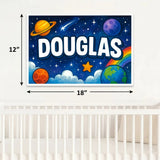 Douglas Name Art - Space Explorers personalized wall print for kids