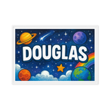 Douglas Name Art - Space Explorers personalized wall print for kids