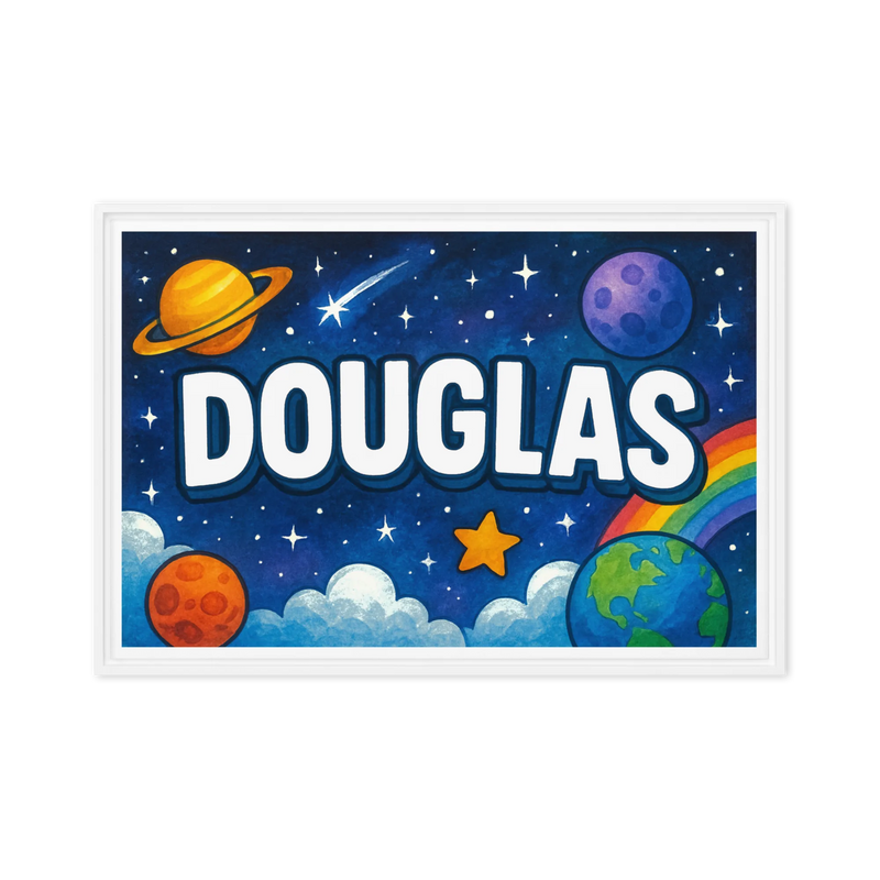 Douglas Name Art - Space Explorers personalized wall print for kids
